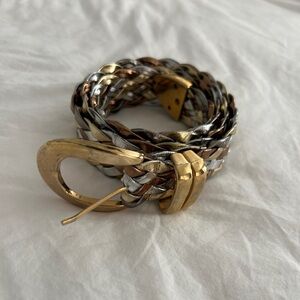 Braided Metallic Belt with Gold Buckle